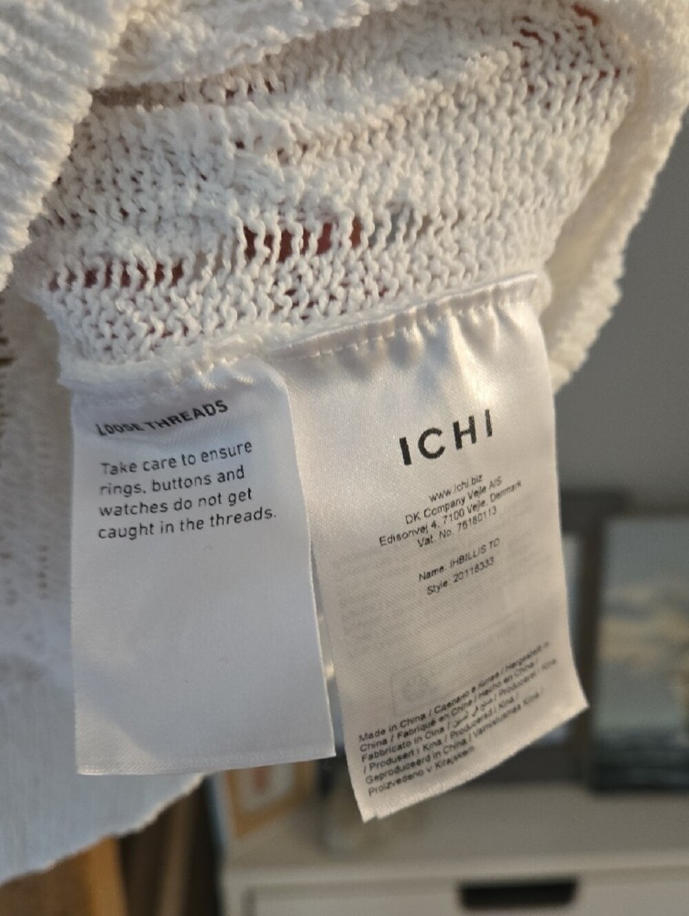 V-Neck Cable Knit Sweater in Cream by ICHI - Picture 4 of 5